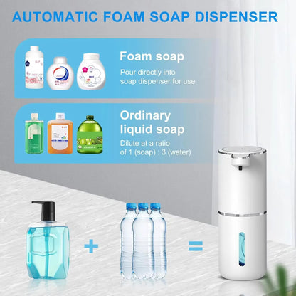 Automatic Touchless Foaming Soap Dispenser - 380ml USB Rechargeable with 4 Adjustable Foam Levels