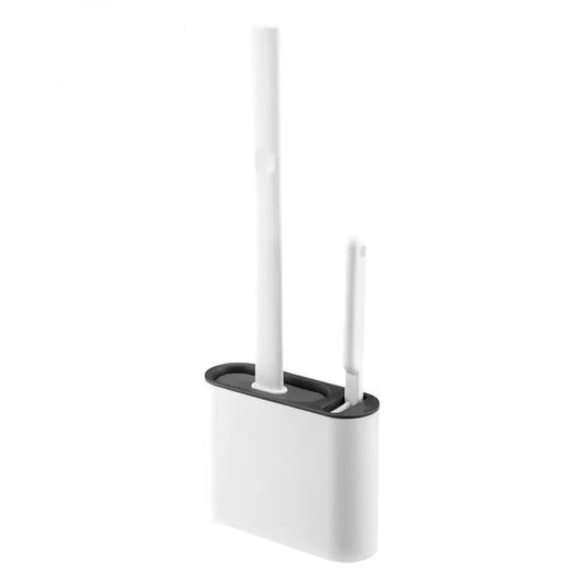 Wall Hanging Toilet Cleaning WC Brush Holder Long Handled Silicone Water Proof Quick Drying Soft Bristles Bathroom Accessories